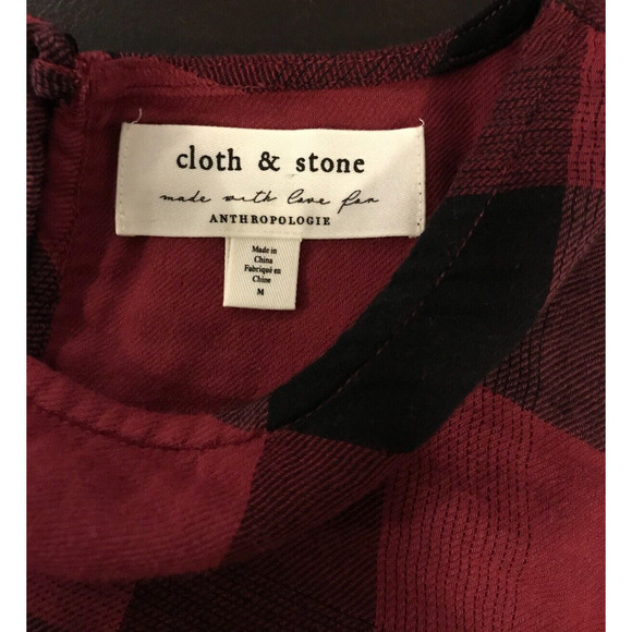 Anthropologie Cloth & Stone Red/Black Buffalo Plaid Dress - Size Medium - Picture 8 of 10